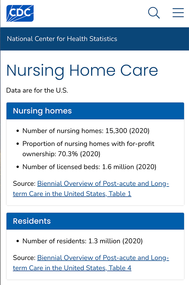 cdc nursing home data