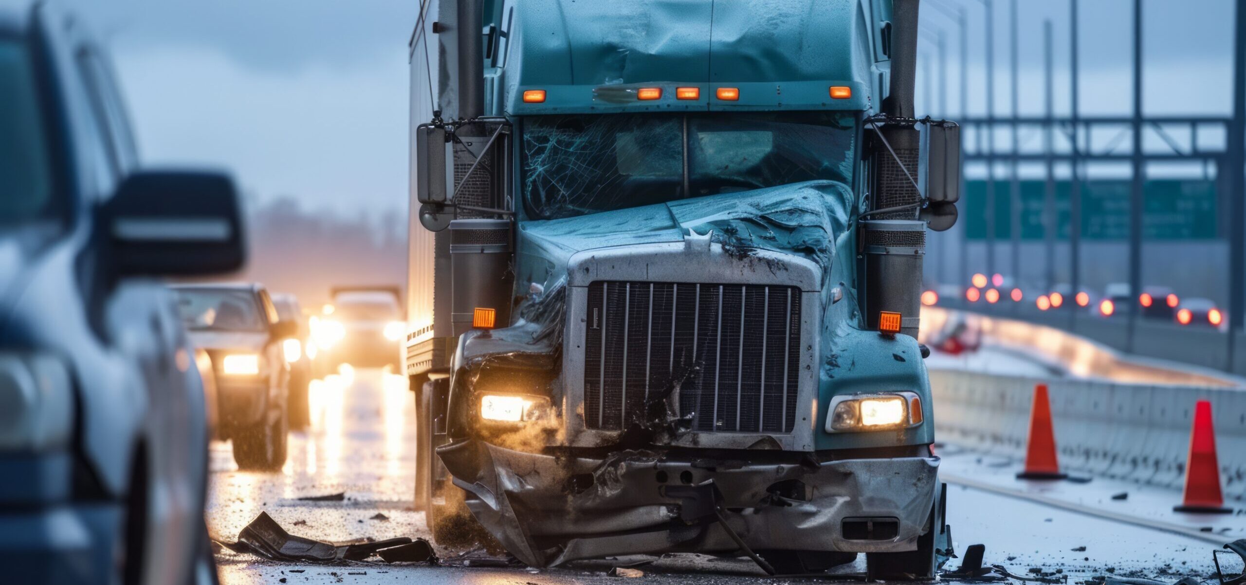 A truck accident on the highway